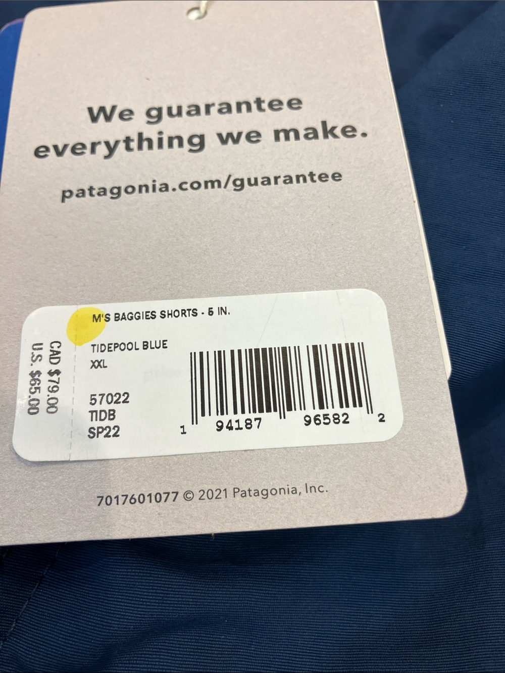 Patagonia Men’s Bag Utility Pocket Short Tidepool Blue stock#57022 TiDB Sp22 - Picture 2 of 3